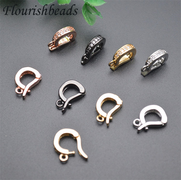 Gold Rhodium Gun Metal Rose Gold Plated CZ Pave Brass Lobster Clasp