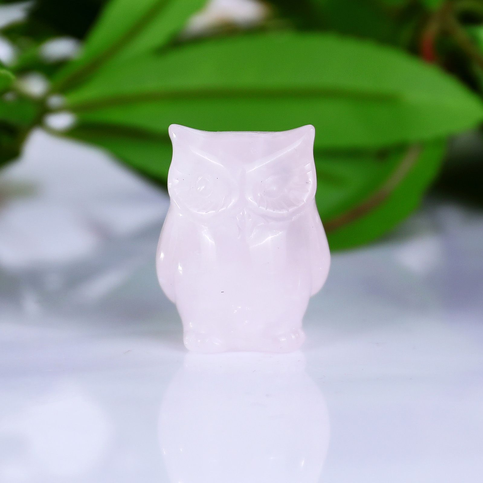 1.5 inch Rose Quartz Baby Owl Figurine Hand-Crafted Natural Crystal Mini Sculpture