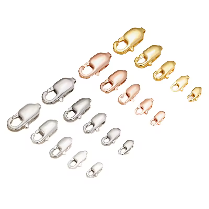 925 Sterling Silver Italian Trigger Lobster Clasp 8mm Small Connector With Jump Ring For Jewelry Making