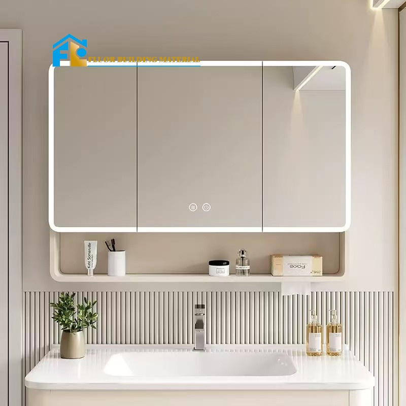 High Quality White Bathroom Accessories Furniture Set with Cabinet LED Mirror