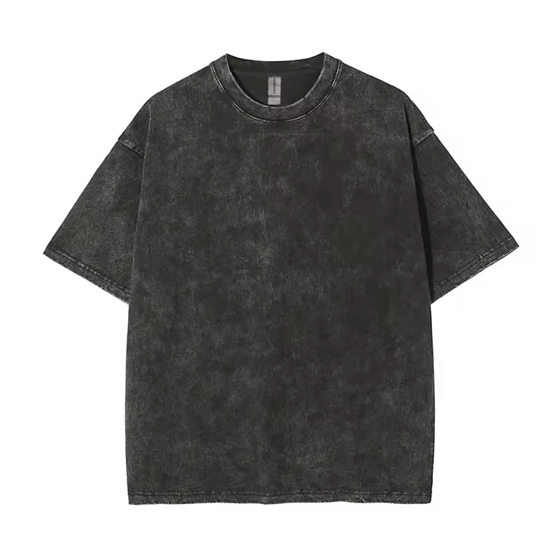 Men's Summer Collection Acid Washed Knitted T-shirt 100% Cotton Casual Streetwear Eco-friendly Quick Dry Low Moq Solid Color
