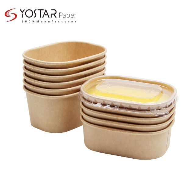 Cheap Kraft Paper Anti-Scald Edge Paper Bowl for Office Meals
