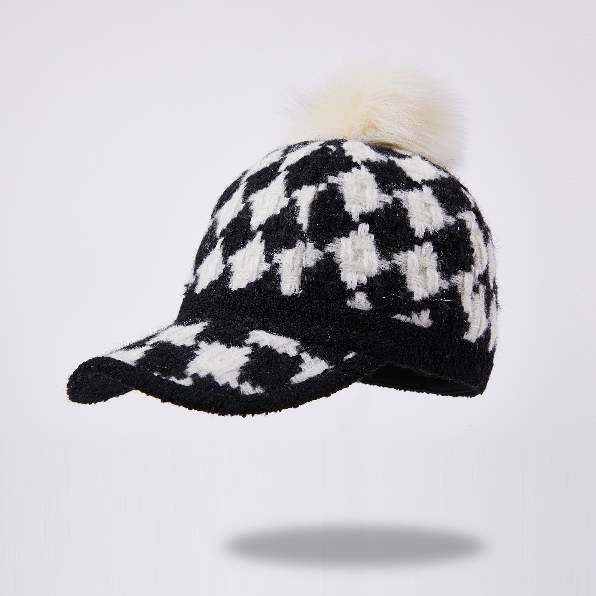 Strength Factory Women's Outdoor Indoor Black and White Knit Baseball Cap