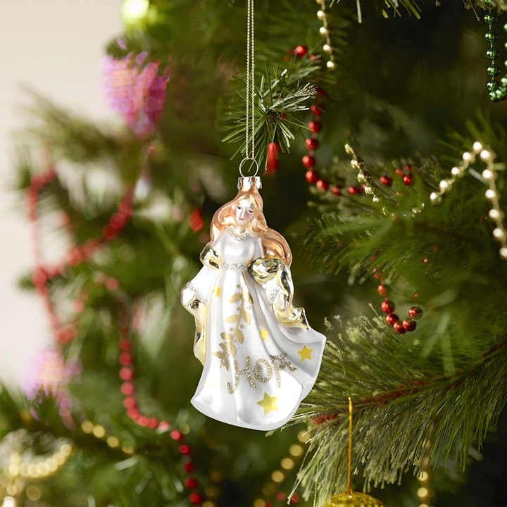 Wholesale Price OEM Manufacturer Personalized New Year Crafts Navidad Xmas Tree Decorations Hand Blown Glass Hanging Angel Figurine Christmas Ornament Factory
