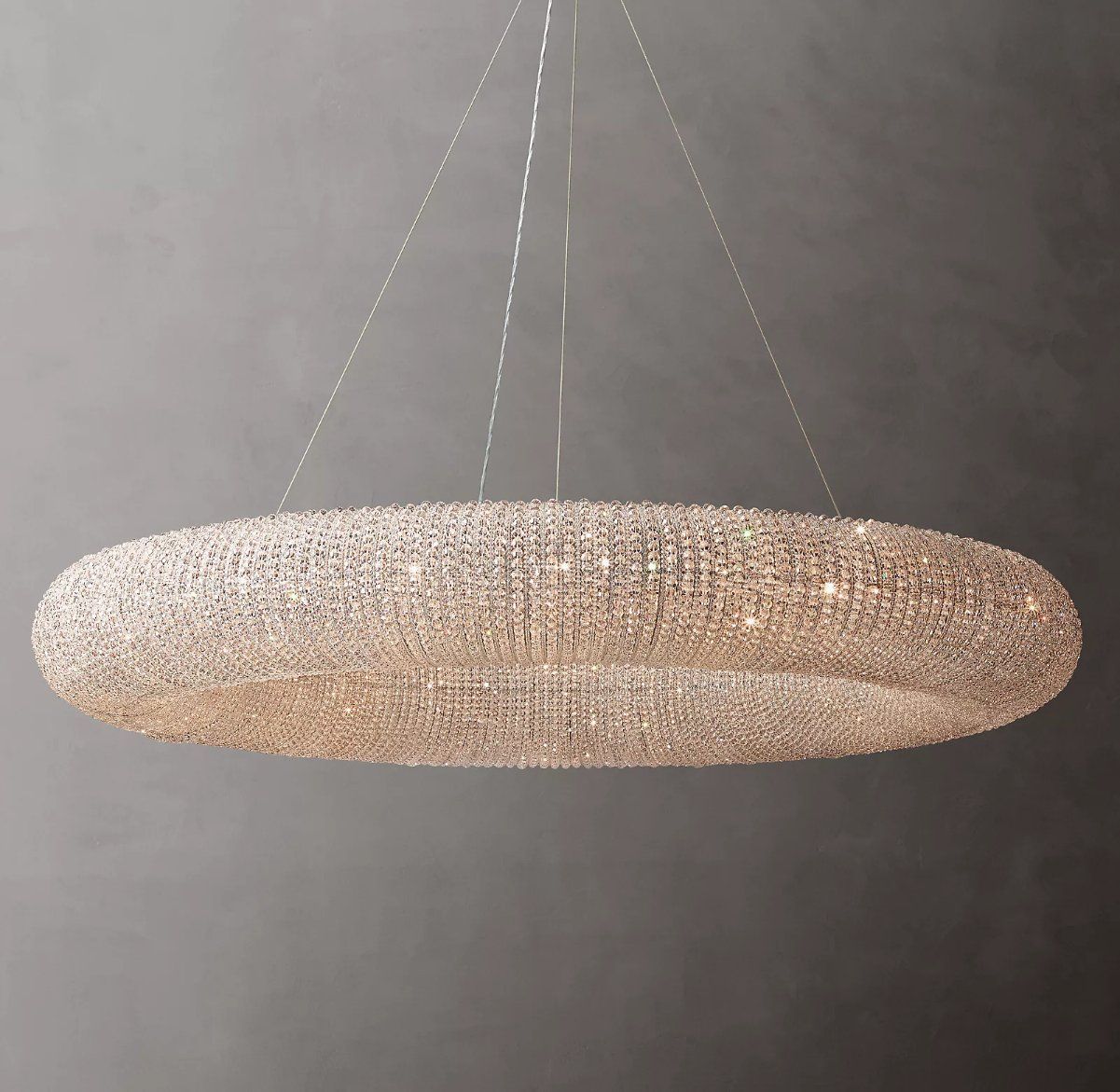 American Modern Restoration Hardware Lighting Crystal Halo Clear Round Chandelier