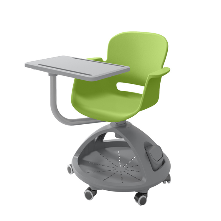 Modern University College School Classroom Students Seating Furniture Students Wheels Plastic with Writing Table Training Chair