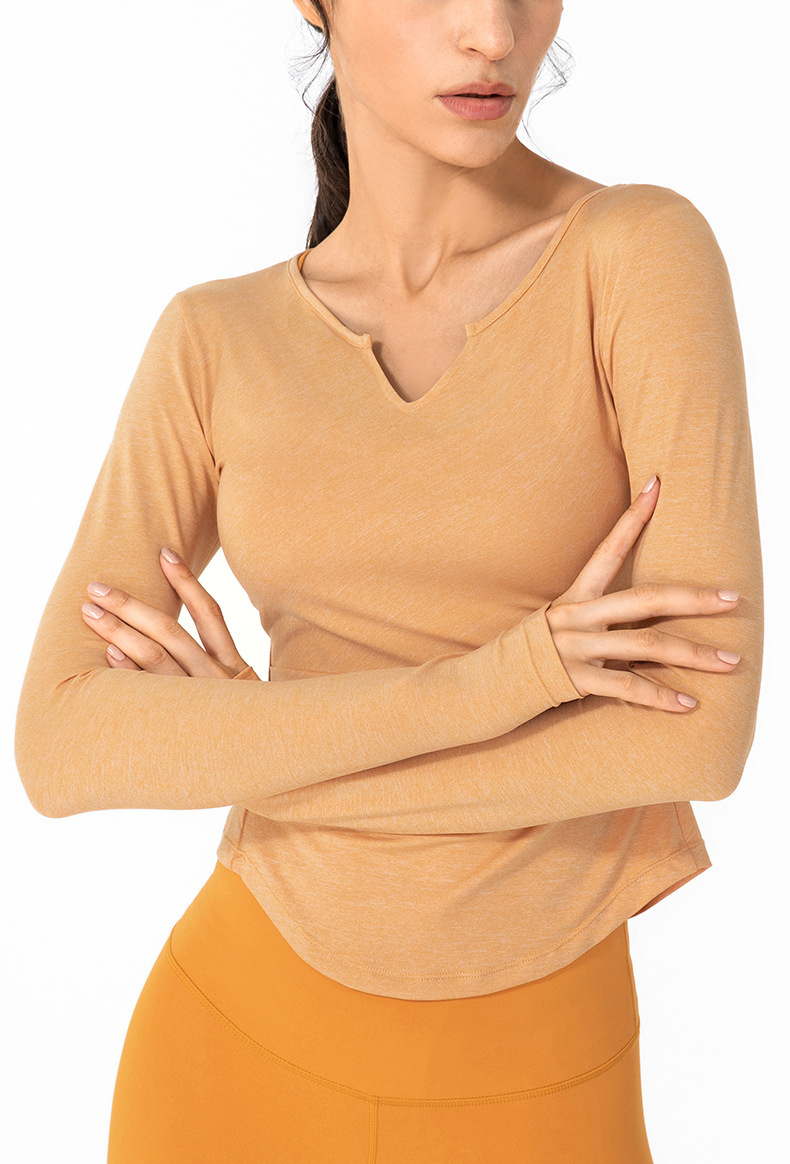 New Design Nylon Yoga Tops High Quality Nude Zipper Yoga Shirt V-Neck Slim Long Sleeve Running T-Shirt Sports Blouse