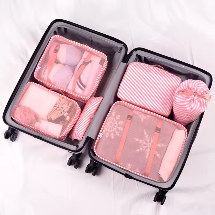 6 Pcs Travel Set Oem/odm Hot Sale High Quality Men And Women Travel Packing Cubes Travel Set Bag In Bag