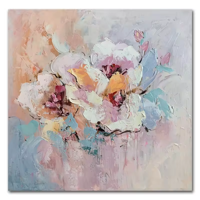 New Works Wholesale Cheap China Supplier Custom Modern Oil On Canvas Abstract Flower Handpainted Wall Art For Wall Decor
