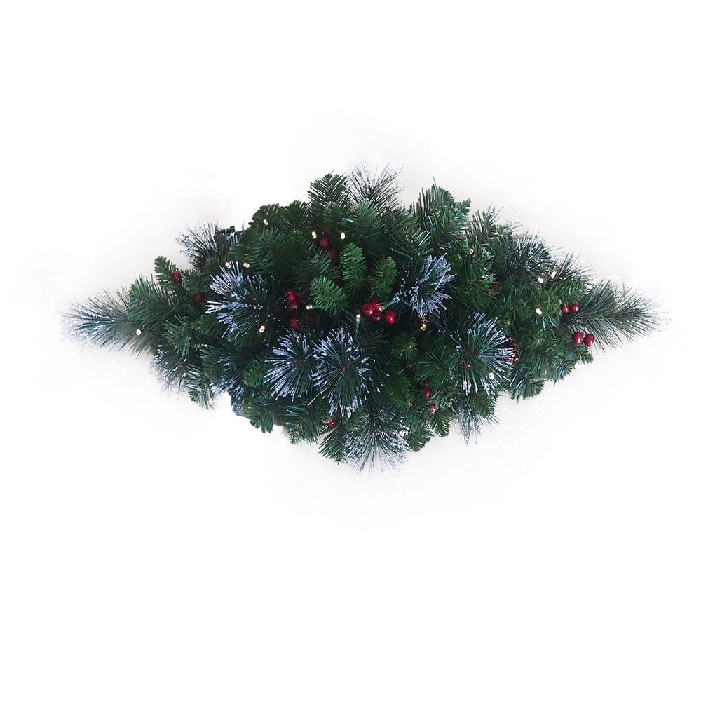 New Style Luxury 30''artificial Mixed PVC&Pine Needle Glitter Centerpiece with Red Berry for Table's Decoration