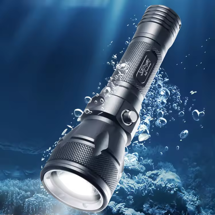 Hot Bright Light Underwater Works Amphibious Deep Sea Catch Fish Aluminum Alloy T6 Led Torches Lights Tactical Diving Flashlight