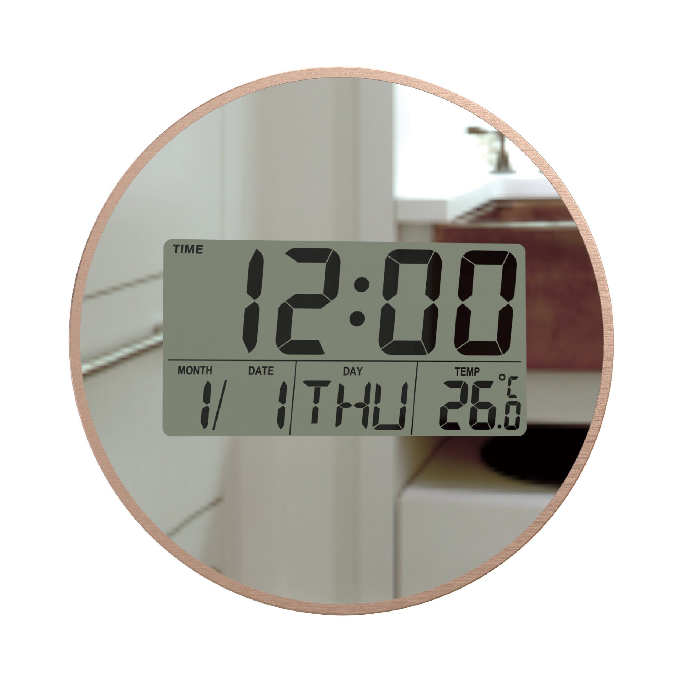 Stylish LCD Wall Clock with Digital Display for Living Room