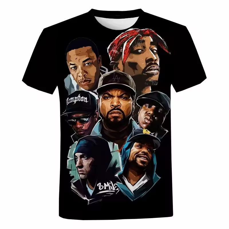 Free Shipping Ready To Ship High Quality Customized Polyester Cotton Men 3d Graphic Tee T Shirt 2pac Clothing