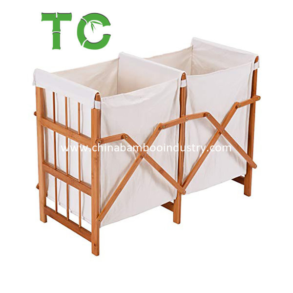 Foldable Bamboo Laundry Basket Folding Bamboo Frame Laundry Hamper Clothes Storage Basket Bin Bamboo Laundry Hamper