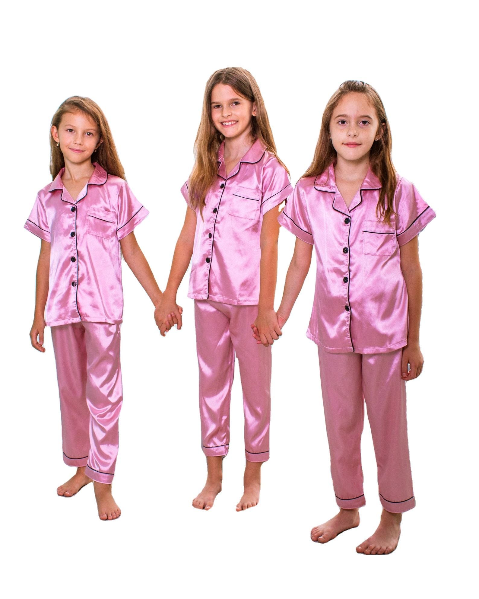 100% Pure Natural Silk Pajamas Set Shorts Sleepwear for Children and Kids Silk Pajamas