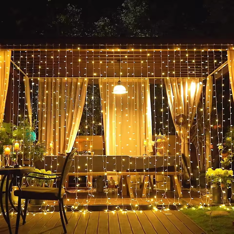 Christmas Led Curtain Lights Festive Decoration 3*3 Meters String Lights Flashing Lights For Outdoor Garden Lawn