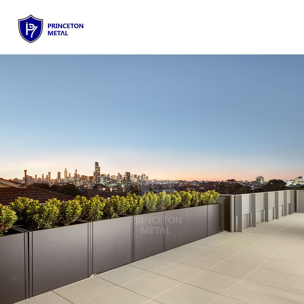 Black Outdoor Decorative Flowerpot Large Metal Aluminum Planters