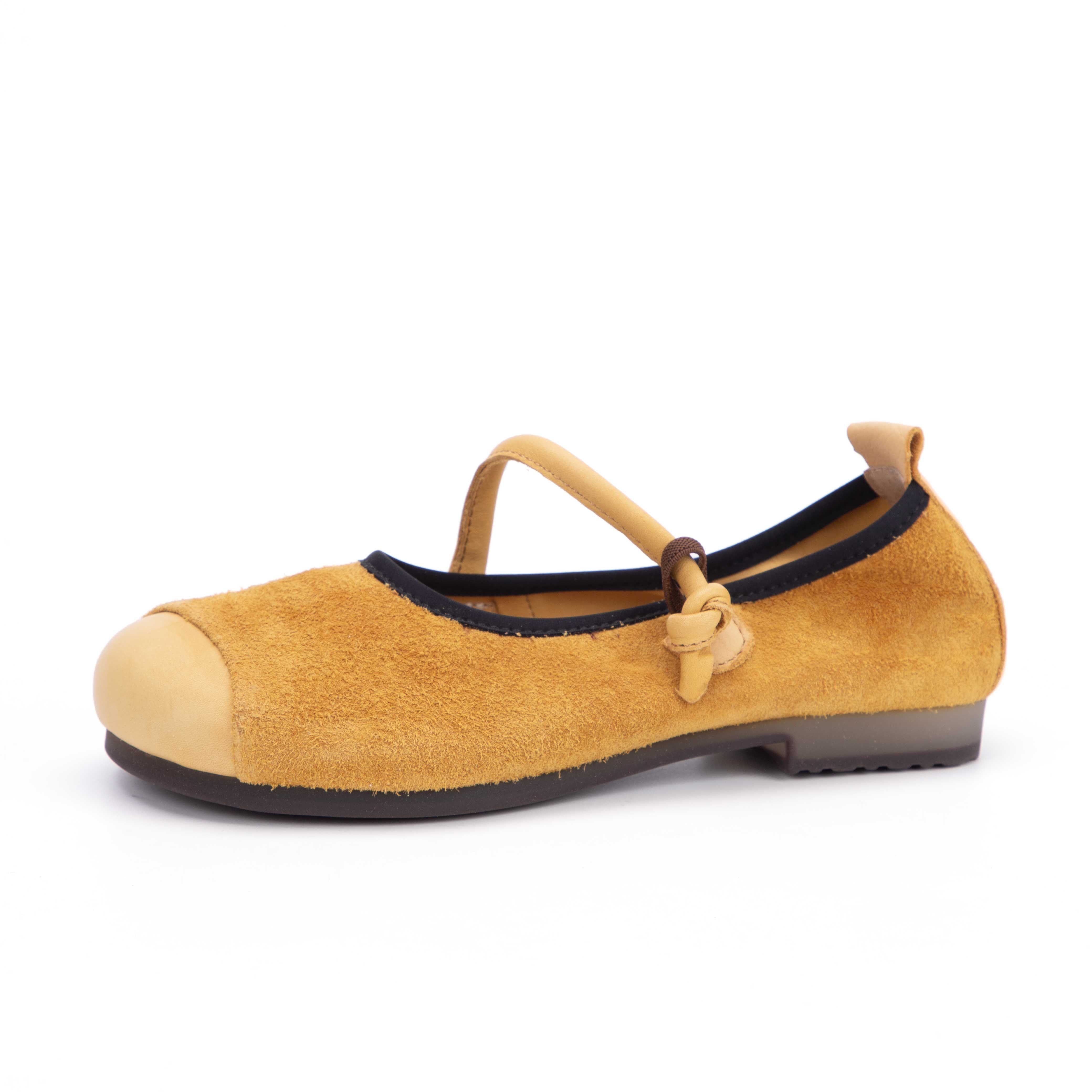 OEM/ODM Wholesale Buckle Round Toe Soft Comfortable Mary Jane Shoes New Summer Women Genuine Leather Ballet Flats