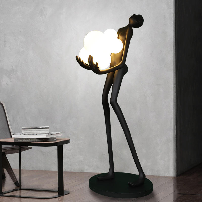 OEM Standing Design Resin Home Decor Modern Living Room Decor Large Person Floor Lamp LED Floor Lamp Sculpture Floor Lamp