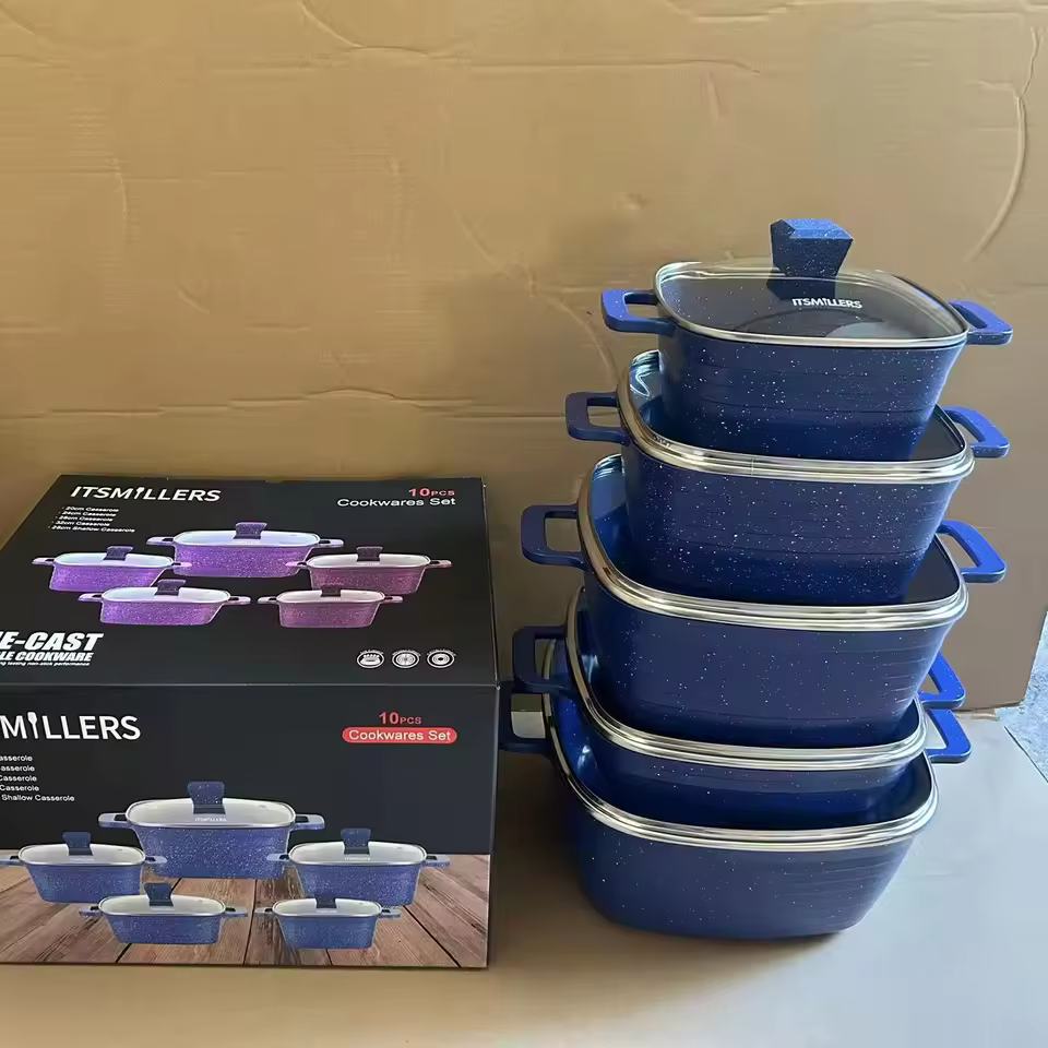 Fast Shipping 10pcs 20/24/28/32/28cm Multifunction Cooking Pot Sets Aluminium Alloy Pots And Pans Non-stick Cookware Set