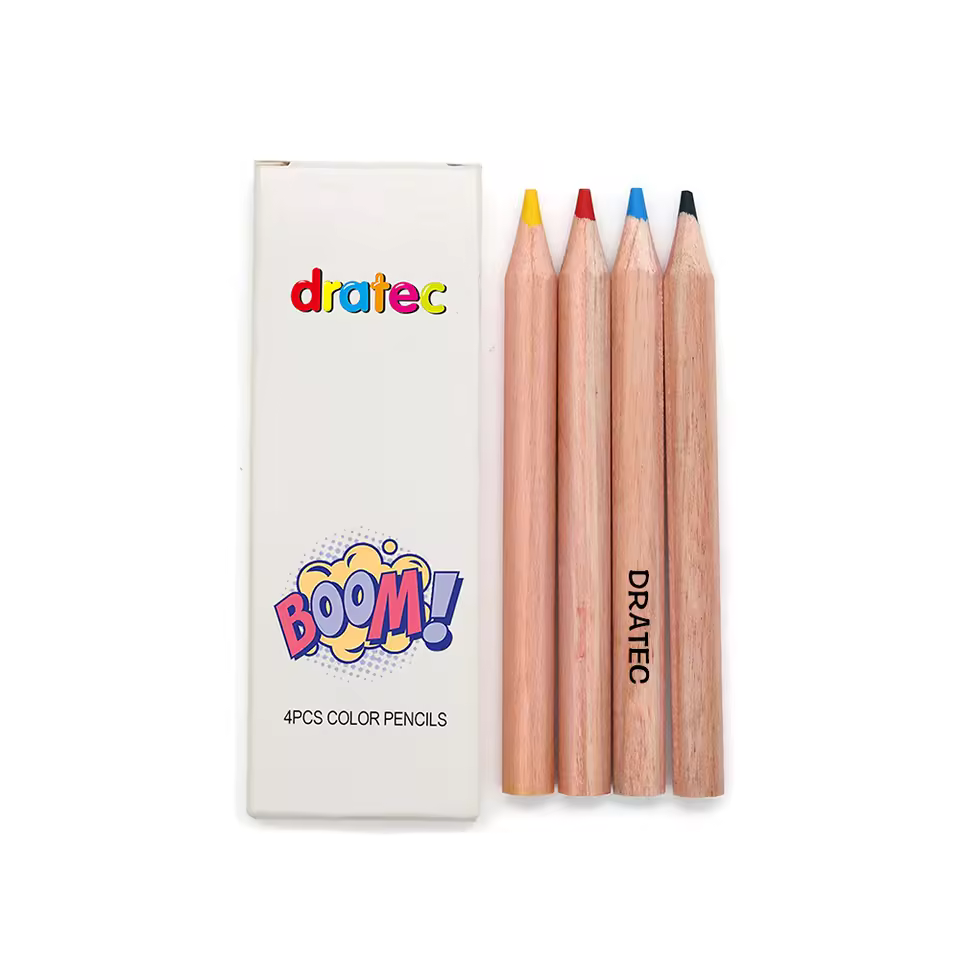 Pre-sharpened 4 Colors Short Mini Color Pencil Bulk Color Pencil Set For Kids 4 Assorted Color Paper Box Packing