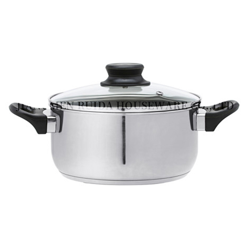 Factory Direct Wholesale Stainless Steel Cookware Cooking Pot with Black Handle