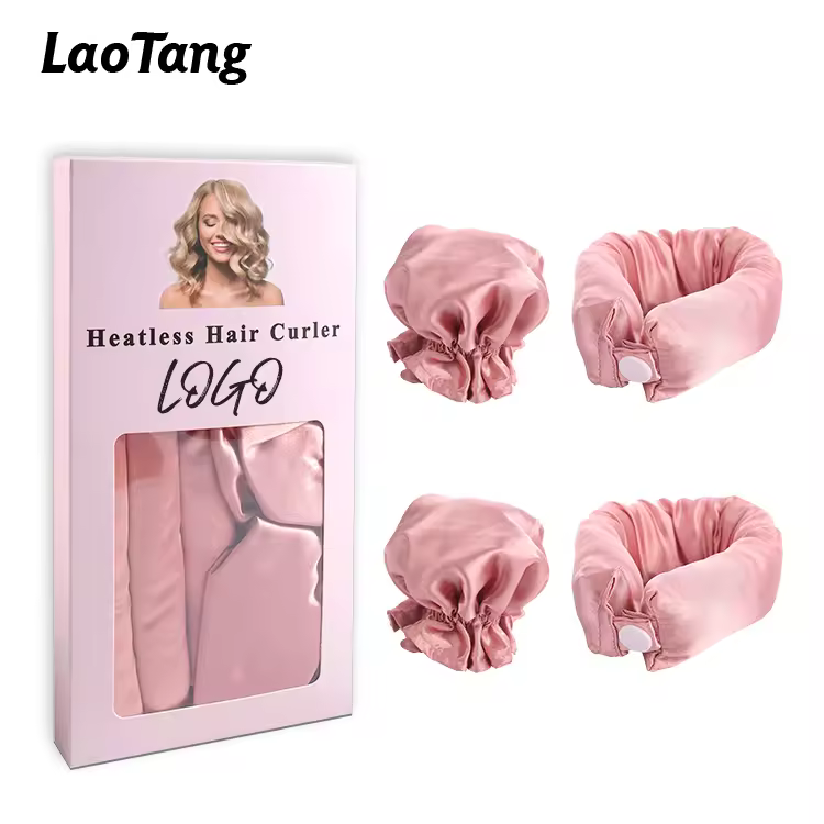 High Quality Soft Foam Headband Rod With Cap Heatless Silk Satin Hair Curlers Rollers Set For Women With Long Hair