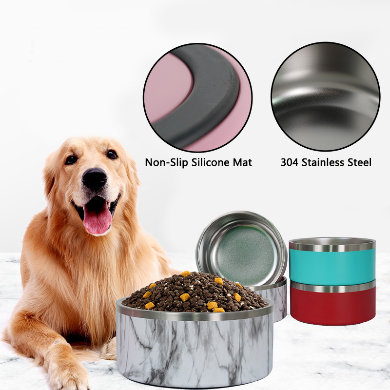 Durable Stainless Steel Dog Bowl with Non-Slip Rubber Base