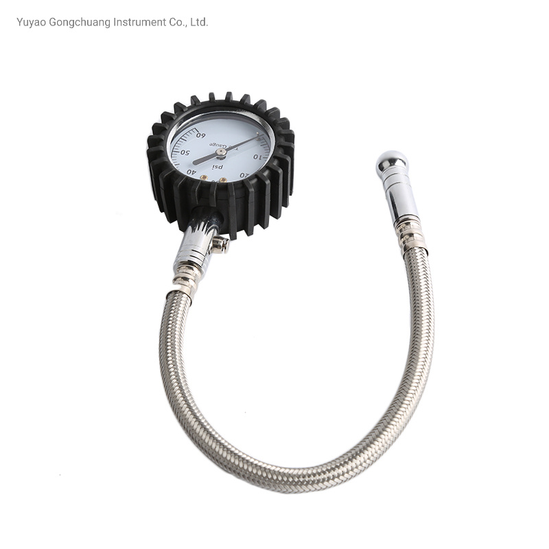 Tire Pressure Gauge with Rubber Hose Air Chuck Measuring Tools