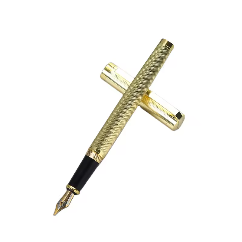 2025 Hot Sale High Quality Factory Price Custom Logo Embossed Golden Pen Luxury Metal Fountain Pen Business Gift Pen