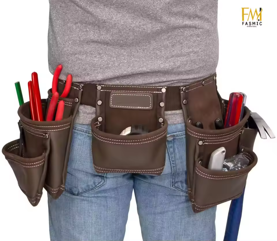 Pakistan Manufacturer Wholesale Light Weight 100% Genuine Leather Tool Storage Belts With Private Label's