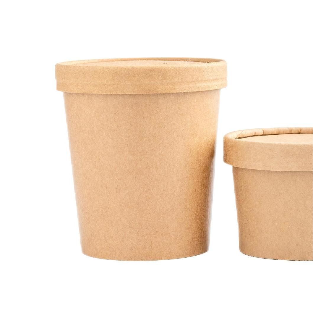 Printing Disposable Food Packaging Hot Soup Container Round Kraft Paper Bowls
