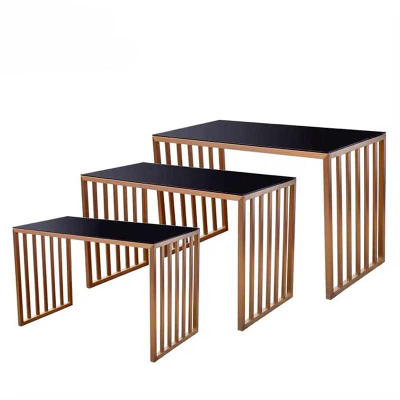 Dining Furniture Restaurant Equipment Decoration Materials Stainless Steel Exhibition Display Restaurant Table