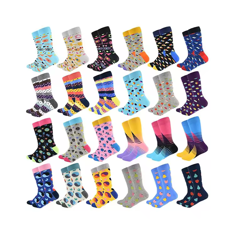 (bq) Funny Socks Men Crazyied Colorful Funkied Mens Fashion Dress Cotton Fancyed Socks Crew Happiness Socks Stock Lot For Men