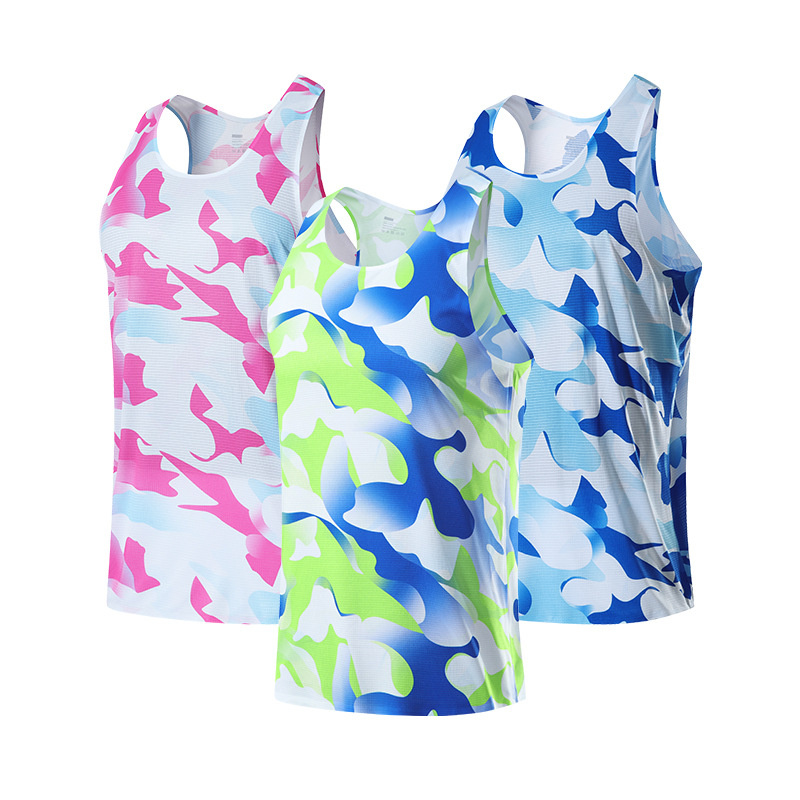 Sublimation Printing Polyester Vest Breathable Sleeveless T Shirts Gym Sports Quick Dry Tank Top