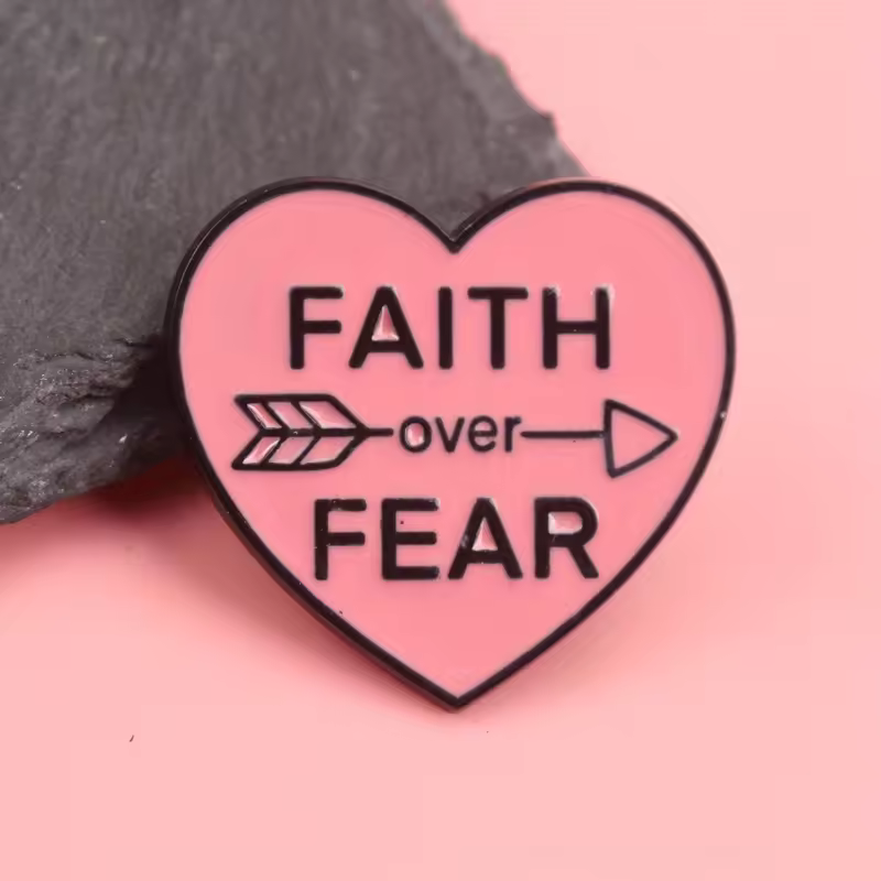 Alloy Courage Compass Pin Bold Heart Silhouette With Directional Typography Contrast Arrows Inspirational Inspirational Jewelry