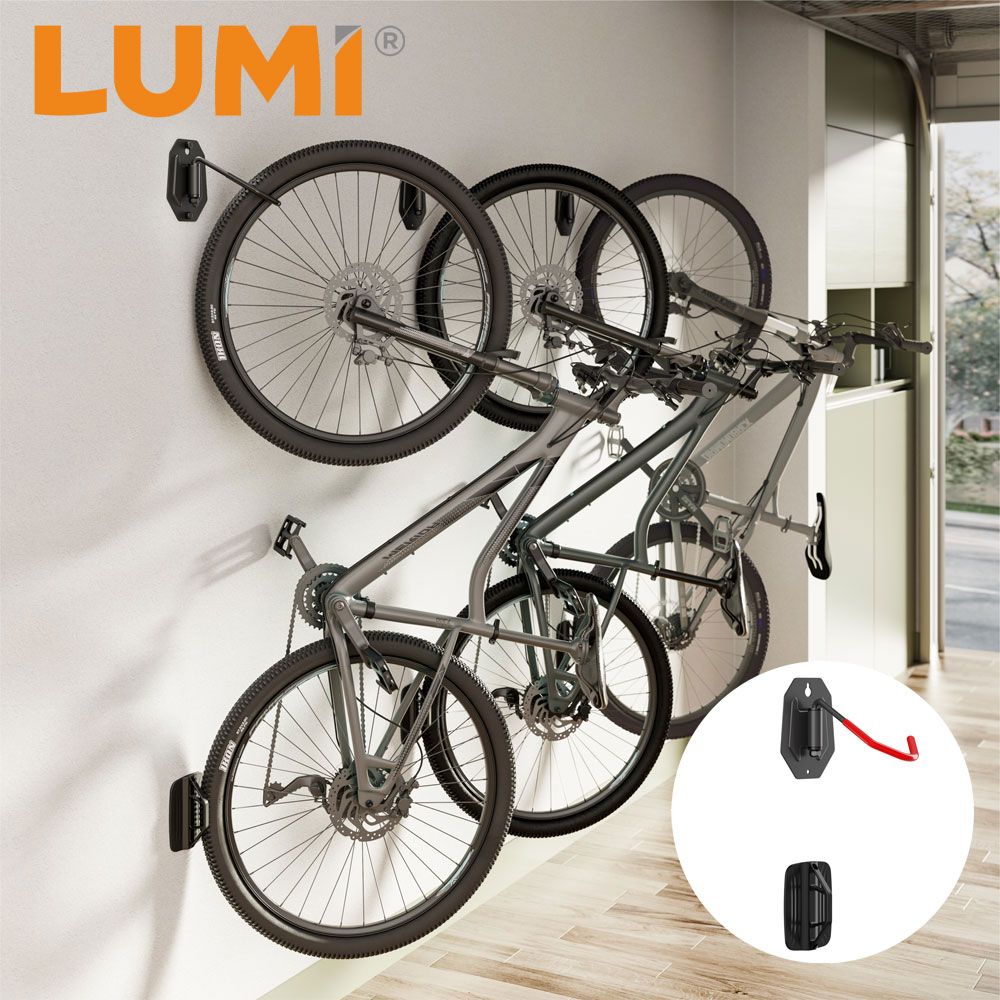 Vertical Wall Mounted Bike Storage Parts Garage Mount Bicycle Accessories Hanger Rack Storage for Indoor Home 2 Pack