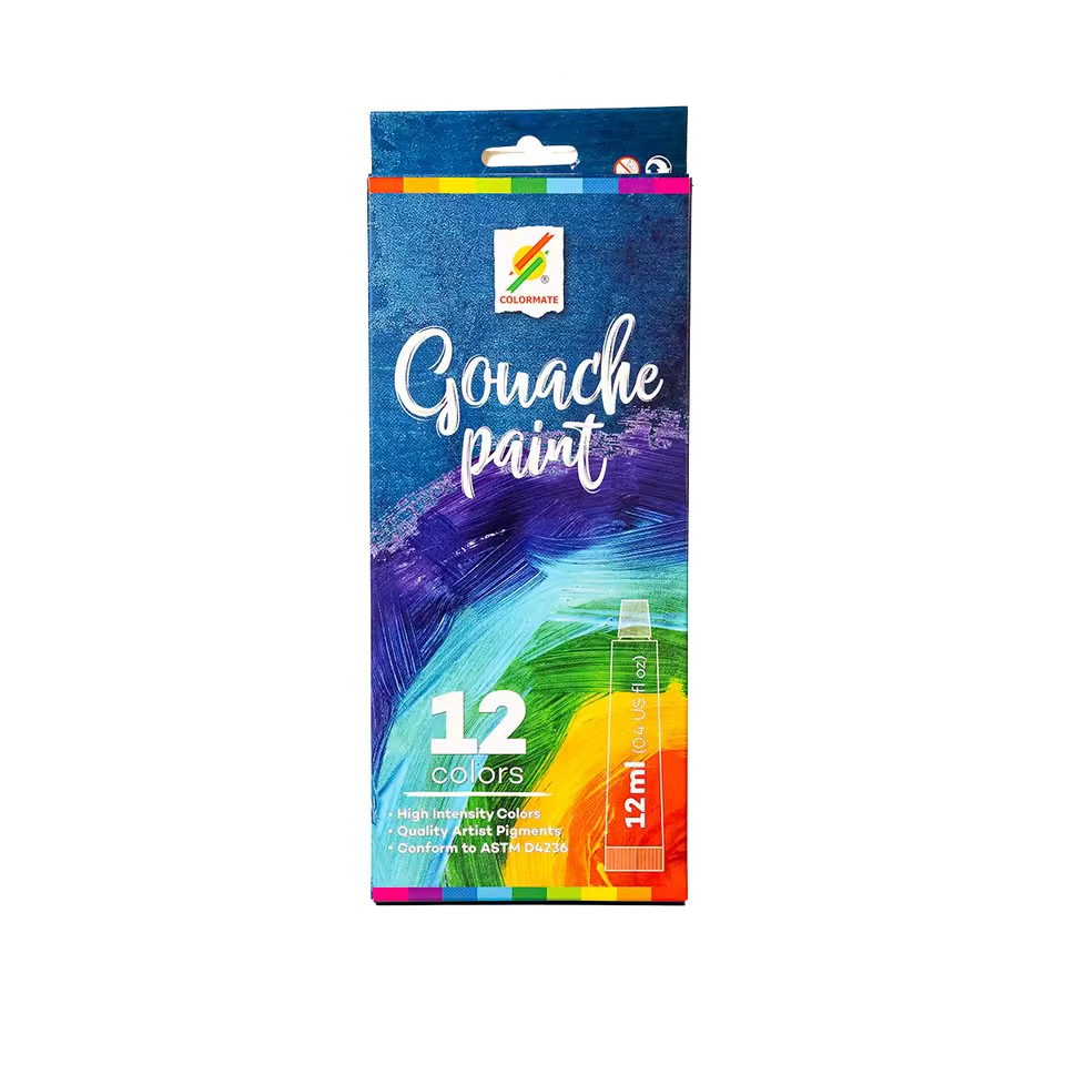 Colormate Top Selling 24 Color Gouache Set 12ml Non Toxic Pigments For Paper High Quality Art Supplies For Kids For Canvas