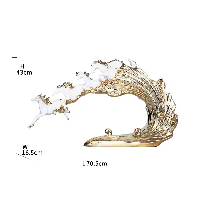 Hot Sale Home Decoration Pieces Handmade Animal Ornament Mini Gold White Horse Resin Figurines