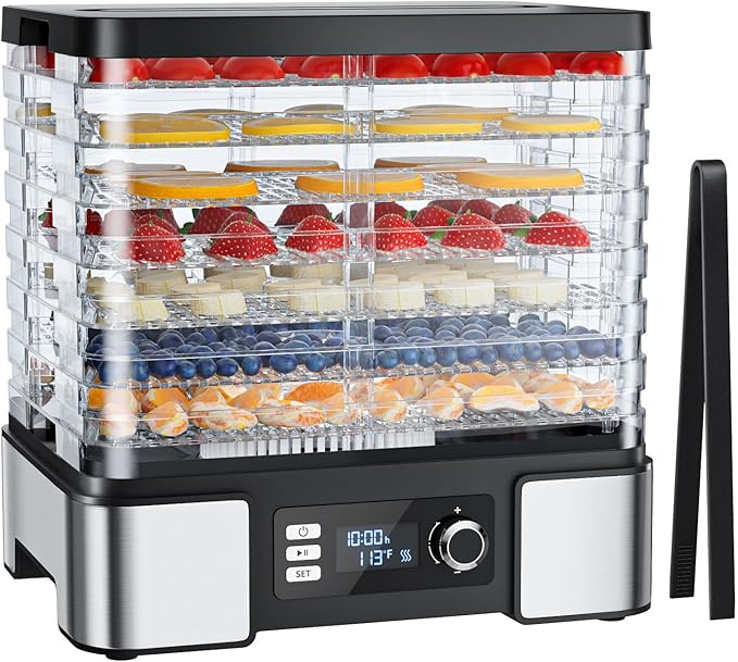 10L LCD Food Dehydrator with Timer Adjustable Temperature 35-70°C Mushroom Drying Gadget