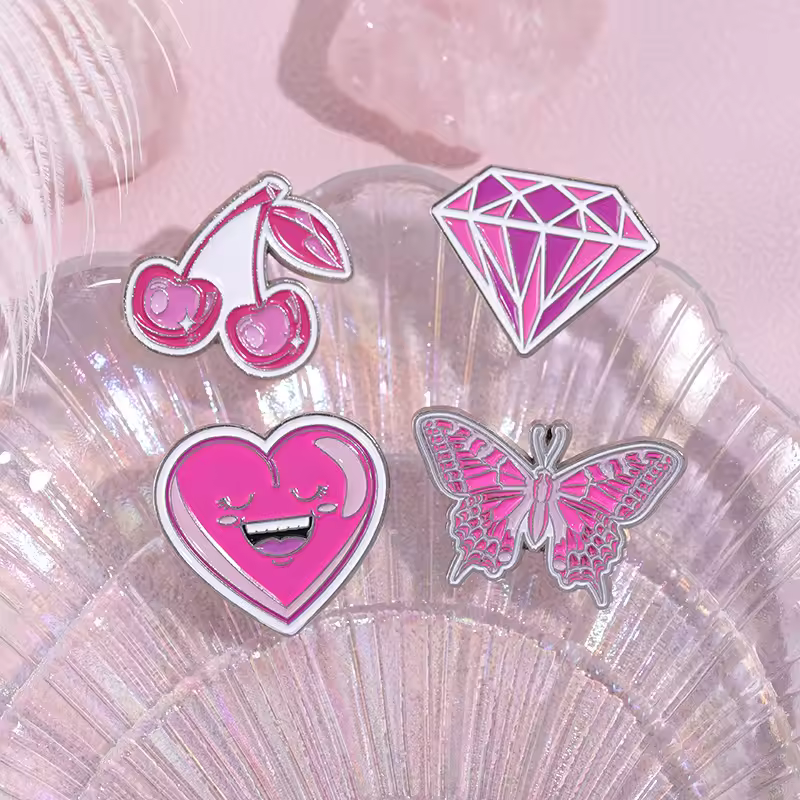 Stock Pink Theme Enamel Brooch Preppy Label Badges For Women Girls Gifts Diy Brooch Pins For Hats Clothes Bags Jacket Decoration