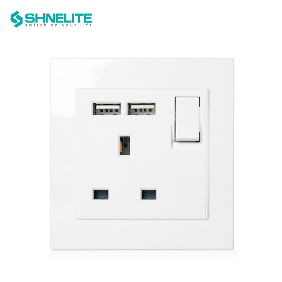 USB Socket Plastic Painting Switch Anti-Fire Extension Socket