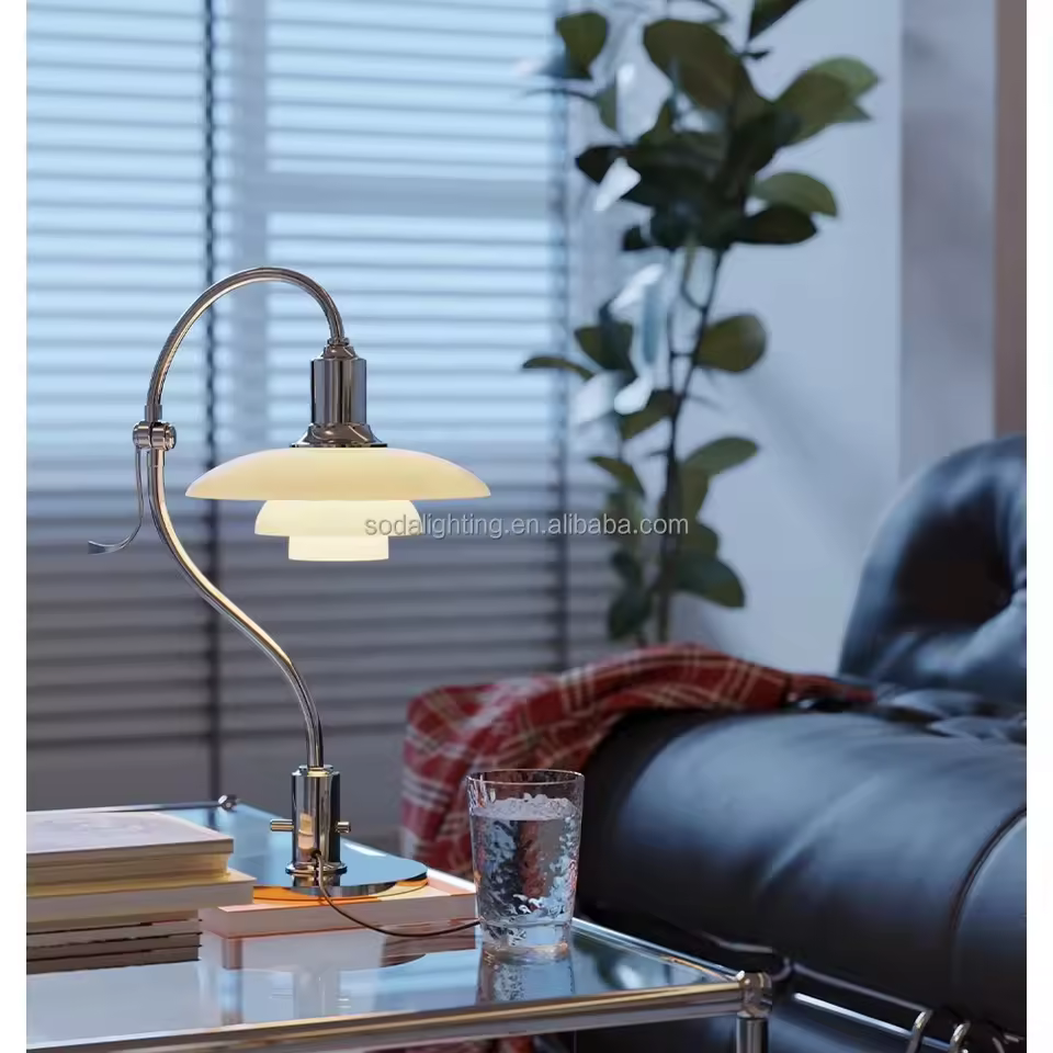 Manufacturer Golden Chrome Glass Table Light Modern Desk Lamps For Bedroom