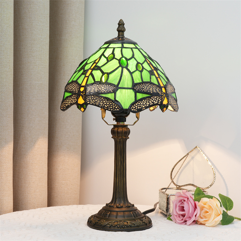 Antique Tiffany Desk Light Multi Color Glass Shade Table Lamp Home Indoor Bedroom Decorative Reading Lighting