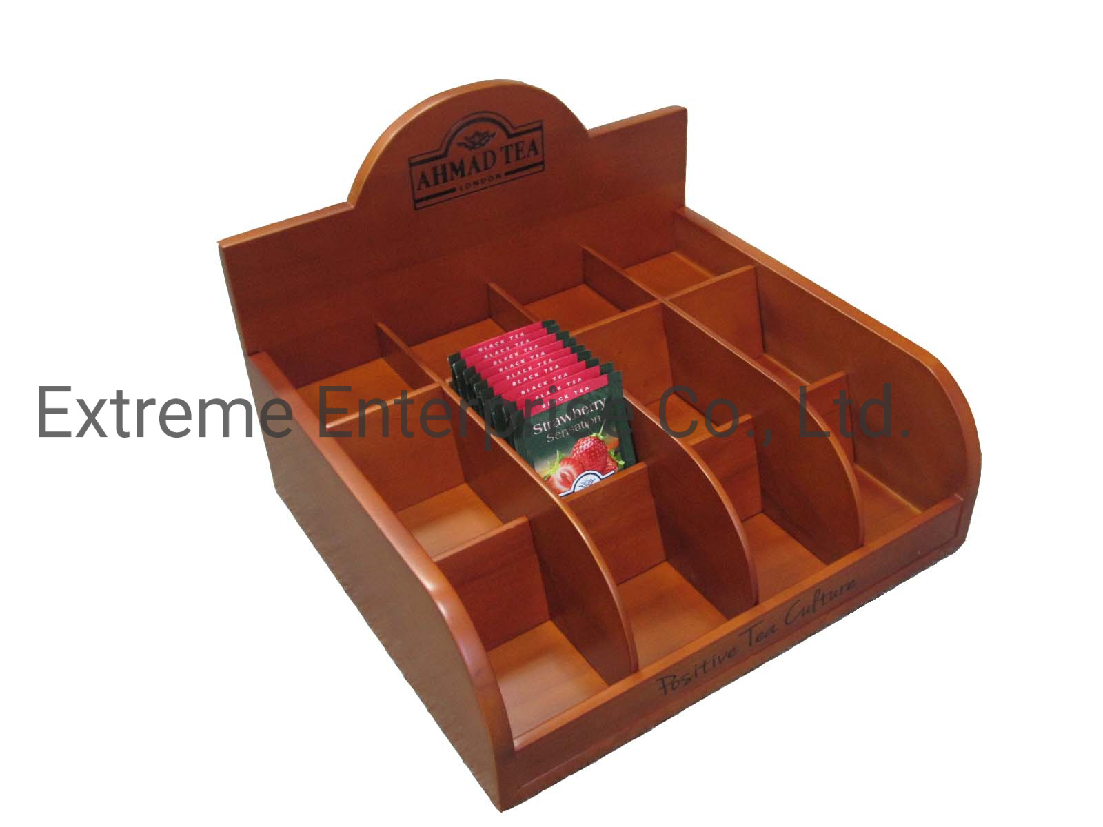 Finest Light Brown Handcrafted Hardwood Wooden Display Stand for Tea Bags and Tea Bags Storage Box and Chest Organizer and Holder with 12 Compartments