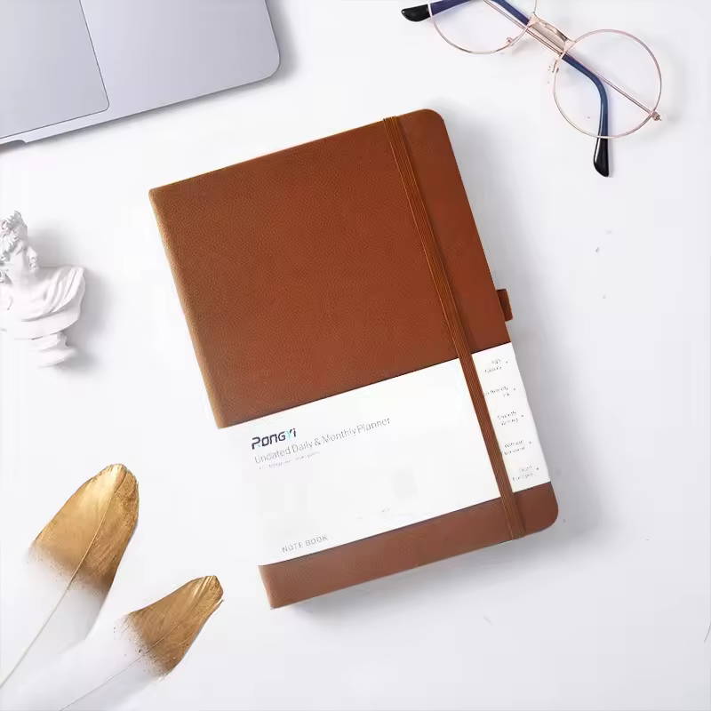 New Journal Diary 2023 Daily Planner Notebook Custom Logo Pu Leather Cover Agenda Opp Bag Customized Promotion Hardcover 2pcs