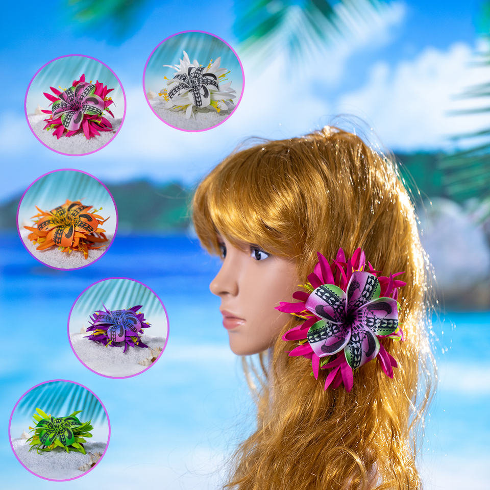Handmade Factory Wholesale Velvet Spider Lily Flower Hairclip Hawaiian Supplier Artificial Flowers