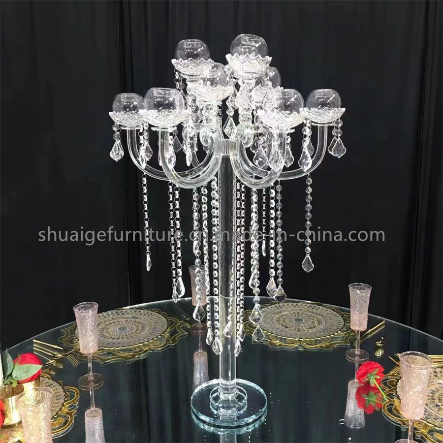 Beautiful Clear Diamond Stand with Crystal Candleholder Wedding Decoration Table Centerpiece
