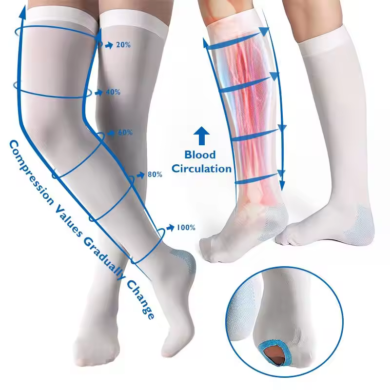 Medical Compression Sock Close Toe Dvt Knee High Thigh High Socks Anti Embolism Dvt Stockings Hot-selling Medias Antiembolicas