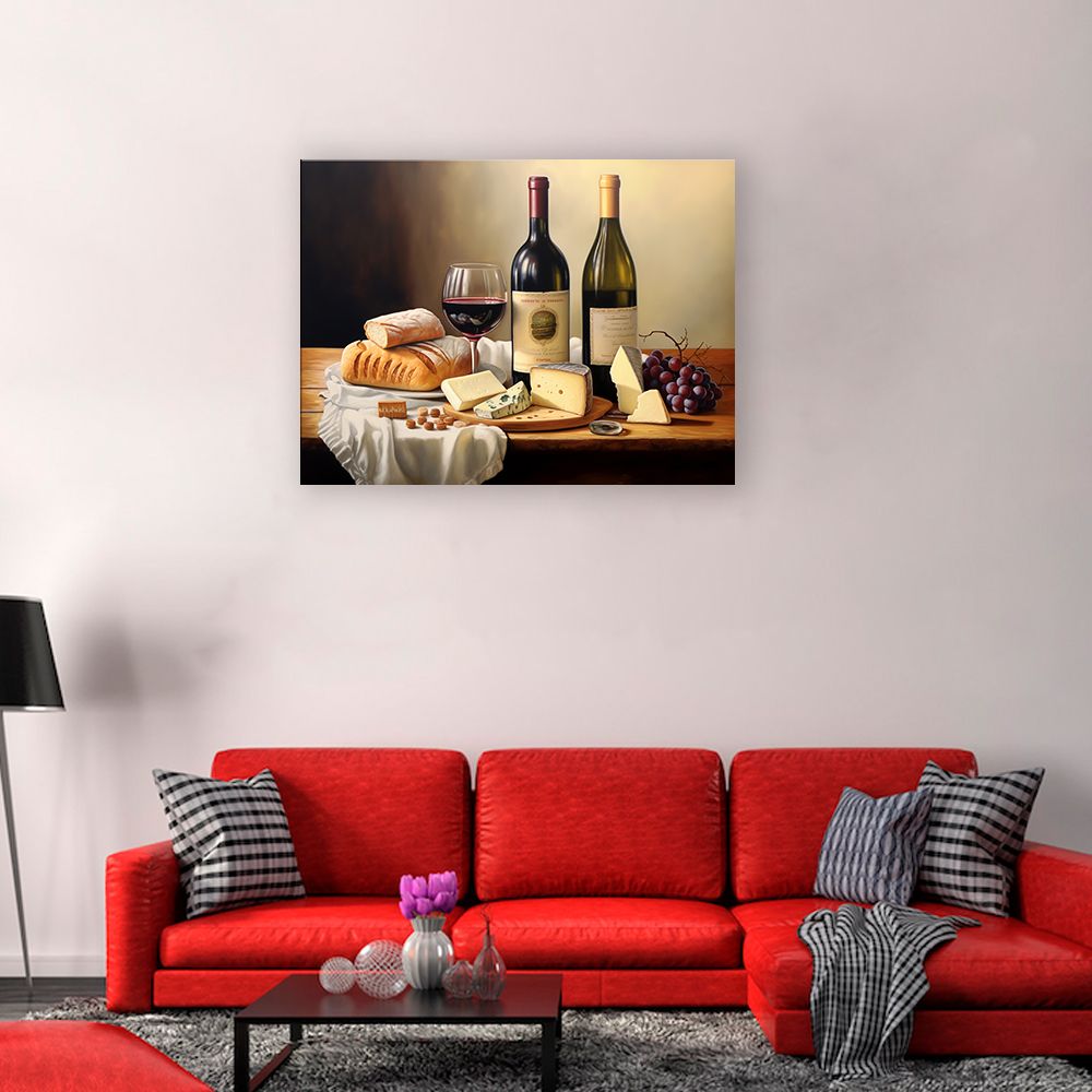 Wine Bottle Watercolor Print on Art Canvas Print Pictures for Living Room Wall Decoration
